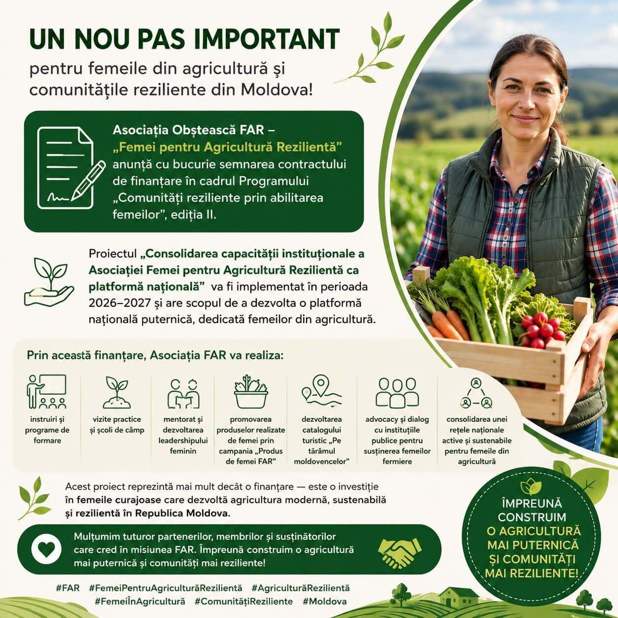 FAR anunță semnarea contractului de finanțare pentru consolidarea platformei naționale dedicate femeilor din agricultură